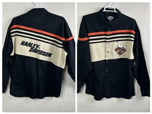 Harley Davidson Herren 2XL Snap Front Heavy Canvas Shirt Aces Poker Embordered - Bild 1 von 16