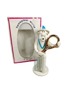 Statuina giocatore di tennis Tweeples World Joe Peck vintage divertente eccentrico regalo kitsch - Foto 1 di 6