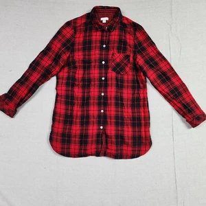 Chaqueta camisa para mujer J Jill pequeña roja negra franela búfalo a cuadros con botones - Imagen 1 de 15