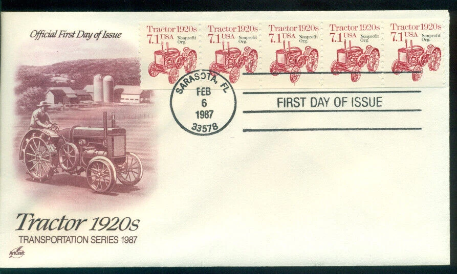 1987 Plate Number Coil FDC - Scott# 2127a - P#1 Strip of 5 - Art Craft Cachet UA - Image 1 of 1