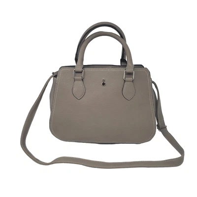 London Fog Handbag Satchel Purse Tote Beige Tan Double Handle Faux Leather - Image 1 of 4