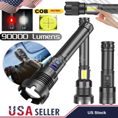 50000000 Lumens Super Bright LED Tactical Flashlight Rechargeable LED Work Light