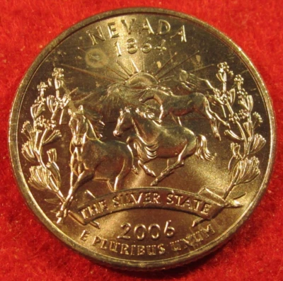2006 (P) Philadelphia Nevada State Clad Quarter - UNC - Cor prata brilhante - Imagem 1 de 3