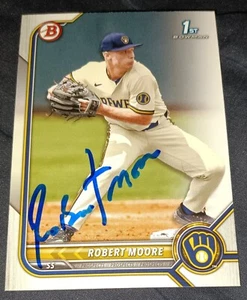 Robert Moore Signed 2022 Bowman Draft 1st Card Auto Milwaukee Brewers  - Picture 1 of 1