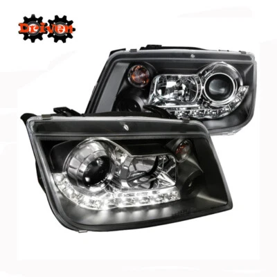 For 99-05 Volkswagen Jetta MK4 Bora Projector R8 LED DRL Headlights Matte Black - Image 1 of 4