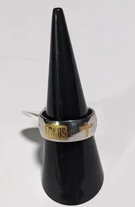 Ring Jesus Kreuz neu zweifarbig geprägt 8 mm silber/roségoldfarben - Bild 1 von 3