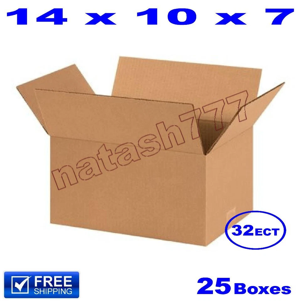 25 - 14x10x7 Cardboard Boxes 32-ECT Mailing Packing Shipping Corrugated Carton - Image 1 of 1