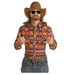 B2S7090 Rock & Roll Herren Dale Brisby Print Langarm Western Snap Shirt NEU - Bild 1 von 1