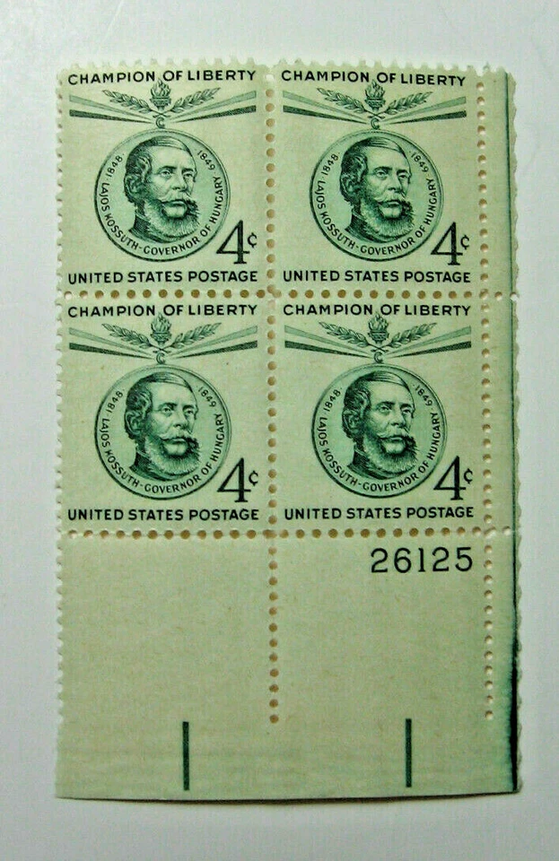 1958 Champion of Liberty - Lajos Kossuth  4 Cent U.S. Block of 4 Stamps - Image 1 of 1
