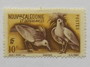 France Stamp New Caledonia 1948, 10c grey/brown Cagous Birds, mint - Picture 1 of 1