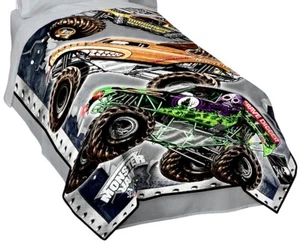 Monster Jam Truck Licensed Bedding Twin Fleece Coverlet  RARE FIND! - Picture 1 of 1