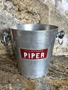 Made in France Secchiello Ghiaccio Vintage PIPER Champagne Metallo con Manici Made in Francese - Foto 1 di 10