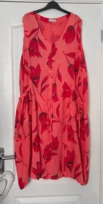 Made In Italy Linen Dress Vibrant Colours Size 18/20 - Image 1 of 4