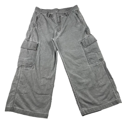 GAP Pants Womens 12P Soft Black Baggy Cargo Garment Dyed 100% Cotton Wide Leg - Image 1 of 4