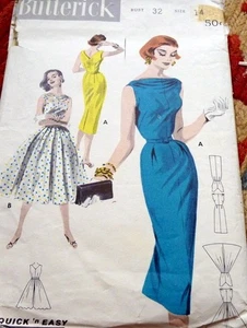 *LOVELY VTG 1950s DRESS BUTTERICK Sewing Pattern 14/32 - Picture 1 of 2