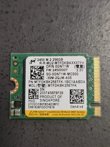 SSD 256GB M.2 Micron 2230 2450 PCIe NVMe Gen4 x4 0GNT1W Dell Lenovo Asus HP Acer - Bild 1 von 8