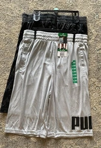 PUMA Youth Athletic Shorts 2-Pack (Black/Gray)-Boys Size XL 18/20-NEW - Picture 1 of 9