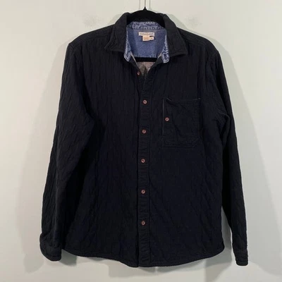 Camisa masculina de manga comprida carbono 2 cobalto preta texturizada de dentro para fora com botões tamanho M - Imagem 1 de 4