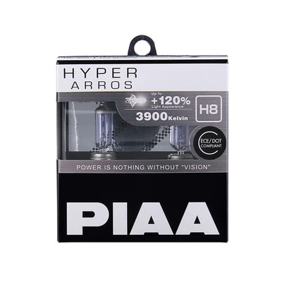 PIAA Hyper Arros (H8) Headlight Bulbs (Pair) - Cool White, Up To 120% Brighter - Image 1 of 2
