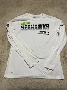 Seattle Seahawks Nike Dri Fit Shirt Herren Gr. M Langarm Weiß Grafikdruck - Bild 1 von 7