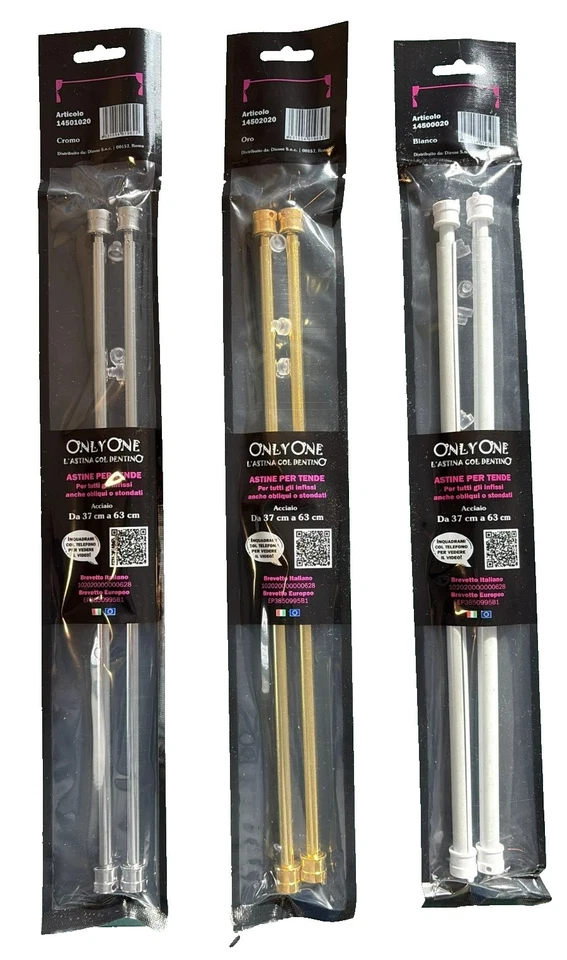 Astina Regolabile Tende a Molla Bastone Estensibile Bianco, Oro, Argento 37/63cm - Immagine 1 di 1