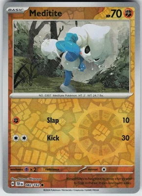 Pokemon Meditite 082/162 SV05: Temporal Forces NM Reverse Holo card - Image 1 of 2
