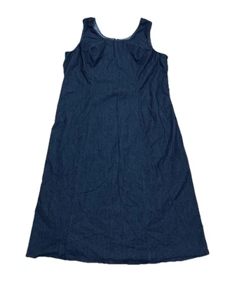 Denim Jumper Dress 28W Dark Blue Jessica London Modest Zip Plus Cottagecore - Image 1 of 4
