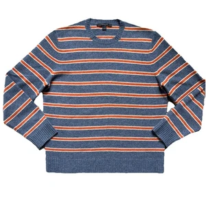 Vintage Express Lambswool Sweater Size Large Blue Orange Preppy Y2K Striped - Picture 1 of 9