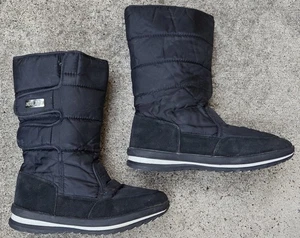 Ausland Damen-Schneestiefel groß schwarz Nylon isoliert Riemen Größe 9,5 - Bild 1 von 7