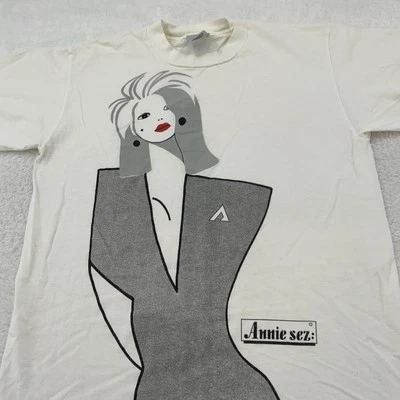 Vintage Annie Sez Store T-Shirt Small White Graphic Art Fashion Clothing 80s 90s - Image 1 of 4