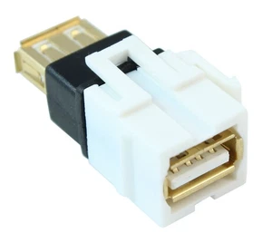Keystone Jack Insert/Coupler USB 2 Type A to A  Female  Coupler Type  White - Picture 1 of 2