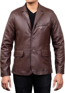 Men’s Luxury Real Leather Jacket–Genuine Leather with Tailored Fit Blazer-B6 - Picture 1 of 6