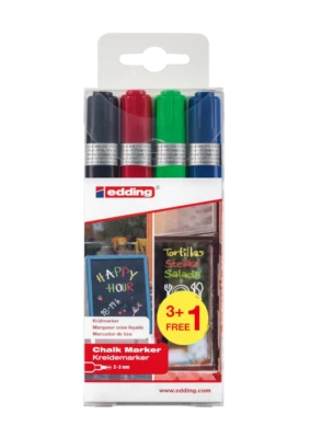 4x Edding Kreidemarker 4095 Kreidestift Fenster Sprühkreide, sortiert 2-3mm - Bild 1 von 4