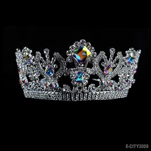 Krone Tiara Kopfstück königlicher König Königin Prinzessin Hochzeit Party Kristall Strass - Bild 1 von 11