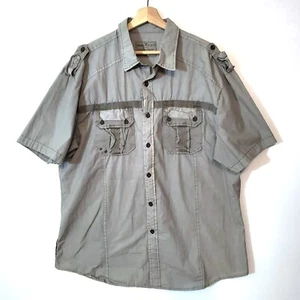 Marc Ecko Cut & Sew-Mens Short Sleeve Casual Button Down Shirt, 2XL XXL, Gray - Picture 1 of 10