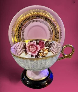 Vintage RW Rudolph Wachter Bavaria Germany Porzellan Teetasse & Untertasse Roségold - Bild 1 von 15