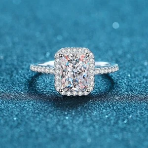 GRA Certificate Real 1CT Square Moissanite Diamond Wedding Engagement Ring R20 - Picture 1 of 7