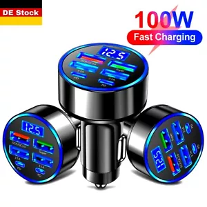 Auto Ladegerät 100w USB-C & USB A Zigarettenanzünder 6in1 Ladeadapter LKW KFZ - Bild 1 von 7