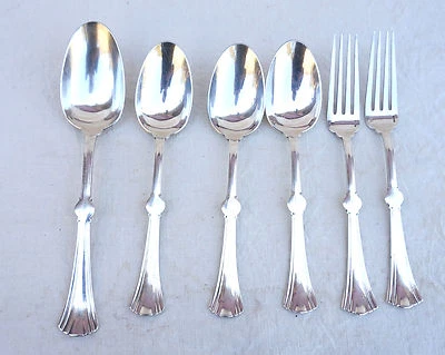 CHRISTOFLE Art Nouveau Lotus Cena Desierto Cuchara Tenedor Set Mono Jane Plateado Foto 1 de 4