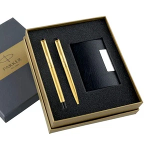 Parker Gift SetParker Vector Gold Roller Ball Pen + Ball Pen With Card Holder - Picture 1 of 5