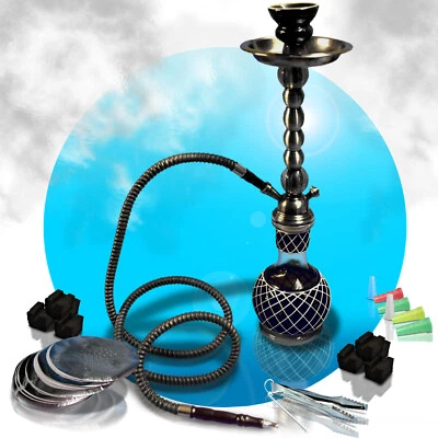 47 cm Shisha Wasserpfeife SET + Zubehör wählbar schwarz/weiß Ibrim WP15S - Bild 1 von 3