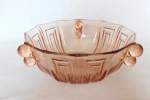 Art Deco Pink Glass Czech Bowl - Picture 1 of 6