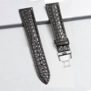 Crocodile Alligator Grain Leather Watch Band Bracelet Strap Deployment Clasp