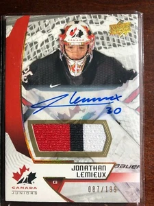 2019 UD Team Canada Juniors JONATHAN LEMIEUX...3 COLOR Patch Autograph 087/199 - Picture 1 of 1