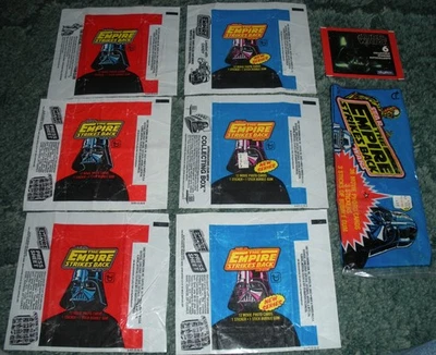 STAR WARS THE EMPIRE STRIKE BACK WAX WRAPPER LOT RED BLUE 3 PACK 1980 TOPPS - Image 1 of 2