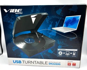 Vibe Sound USB Turntable with Built-In Speakers and MP3 Audio Record Player NIB - Picture 1 of 8