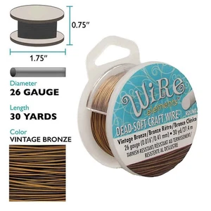 Wire, 30 Yards Tarnish Resistant Vintage Bronze 26 Gauge Round Wrapping Wire - Picture 1 of 7