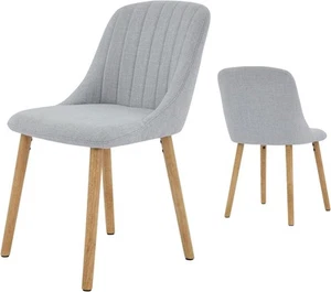 2-Piece Modern Kitchen Dining Chairs Set Seat Back Linen Fabric Side Chairs - Picture 1 of 9