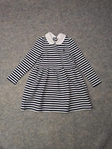 Vestido Polo Ralph Lauren 4T Blanco Azul Marino Rayas Manga Larga Cuello Marinero Niñas - Imagen 1 de 6