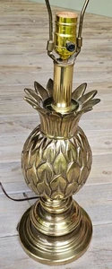 Vintage MCM Brass Pineapple Table Lamp  |  Midcentury Traditional 24" | 1960-70s - Picture 1 of 12